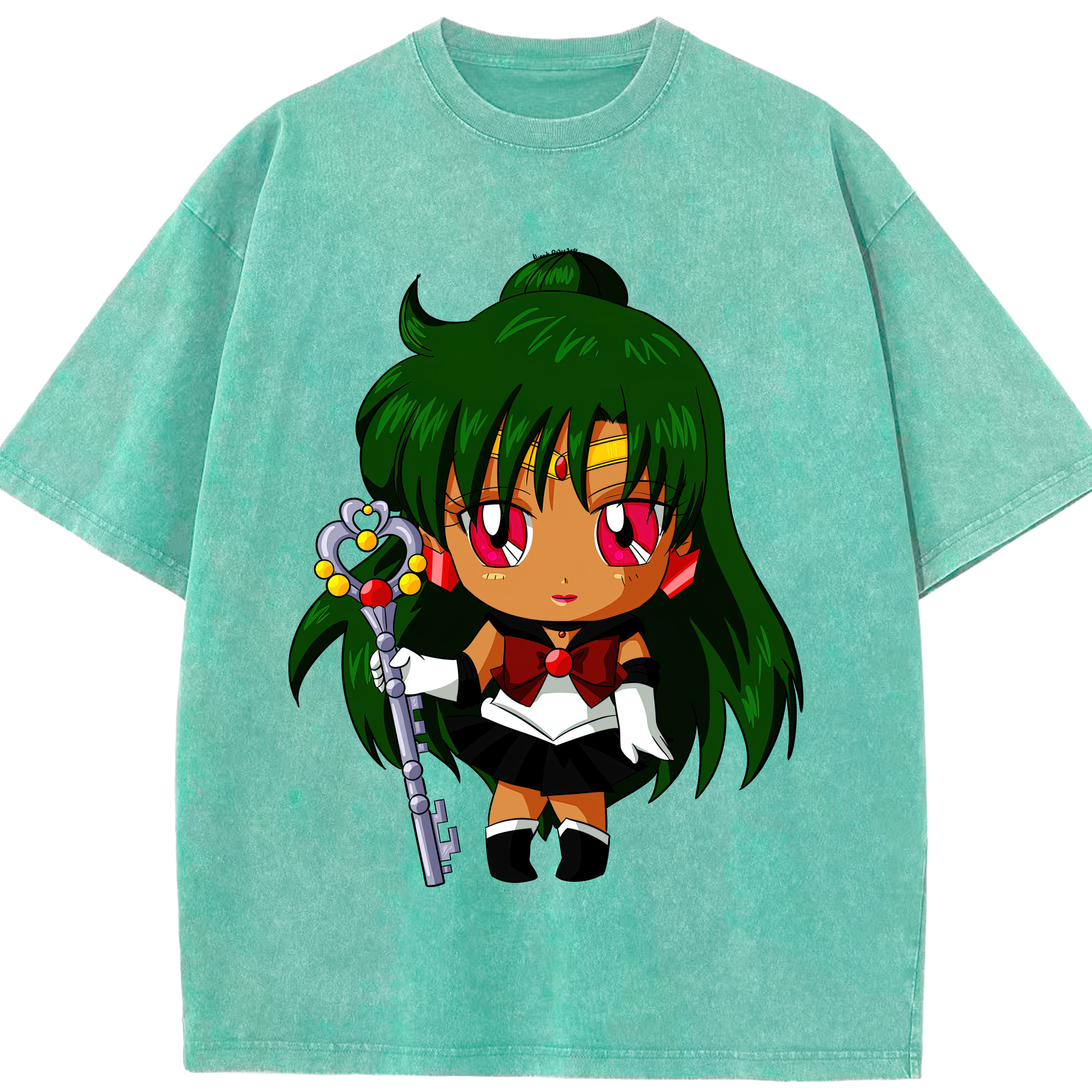 （画像用） 美少女戦士セーラームーン 冥王せつな Sailor Moon Meiou Setsuna 綿100% ヴィンテージ風 半袖Tシャツ（フロントプリント）